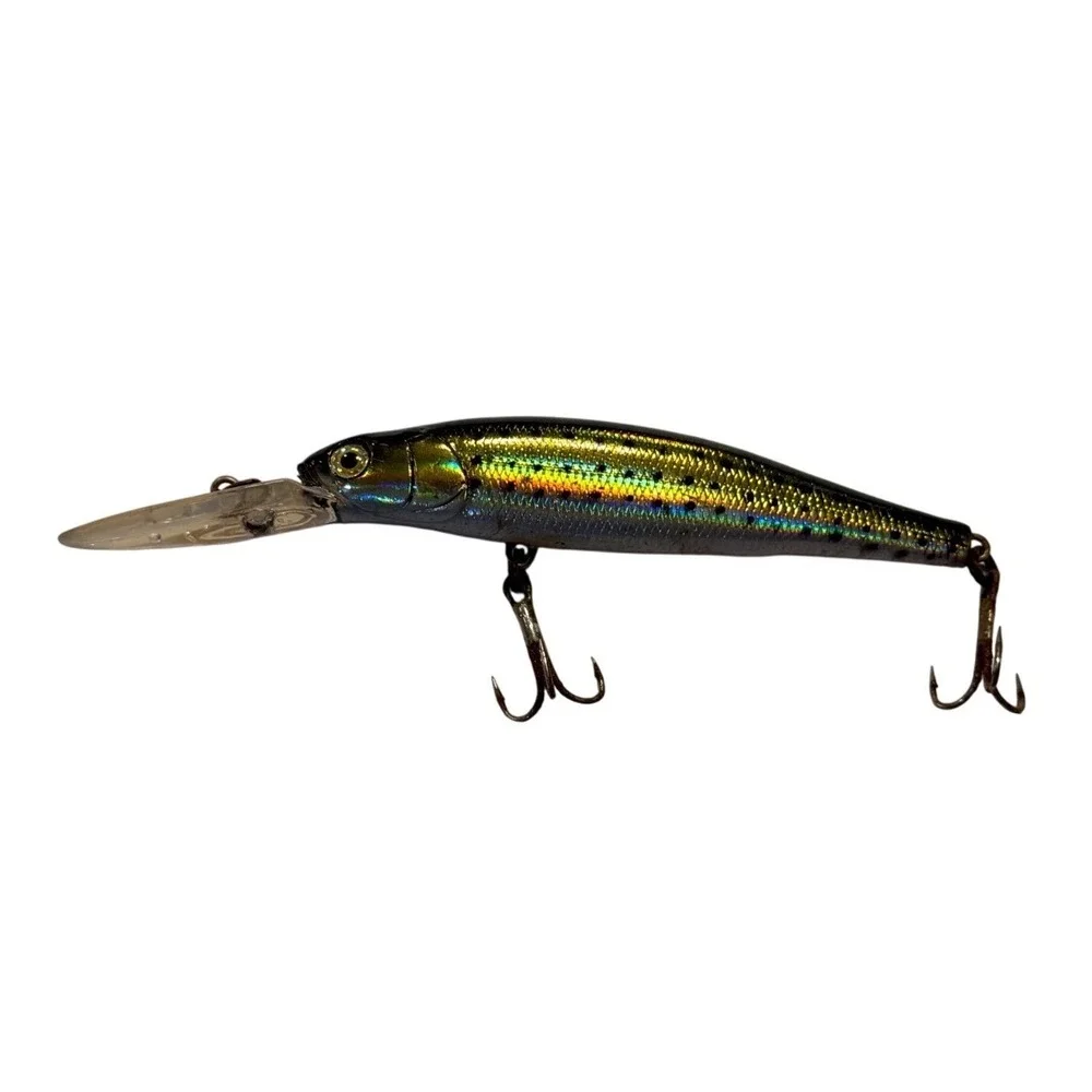 Holographic Gold Silver Deep Diver Minnow Crankbait Fishing Lure 3.5 Inch